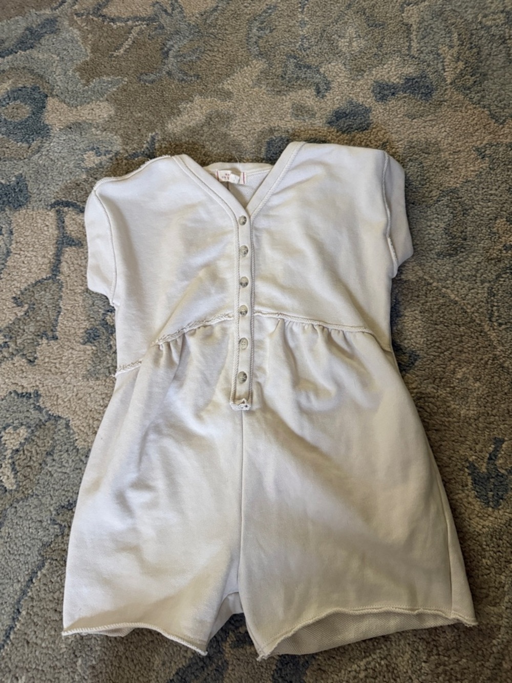Girls' White Button-Front Romper